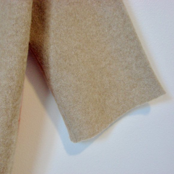 Cashmere Argyle V-neck Short Sleeve Sweater Beige Pink Size PS Petite Small - Picture 12 of 14